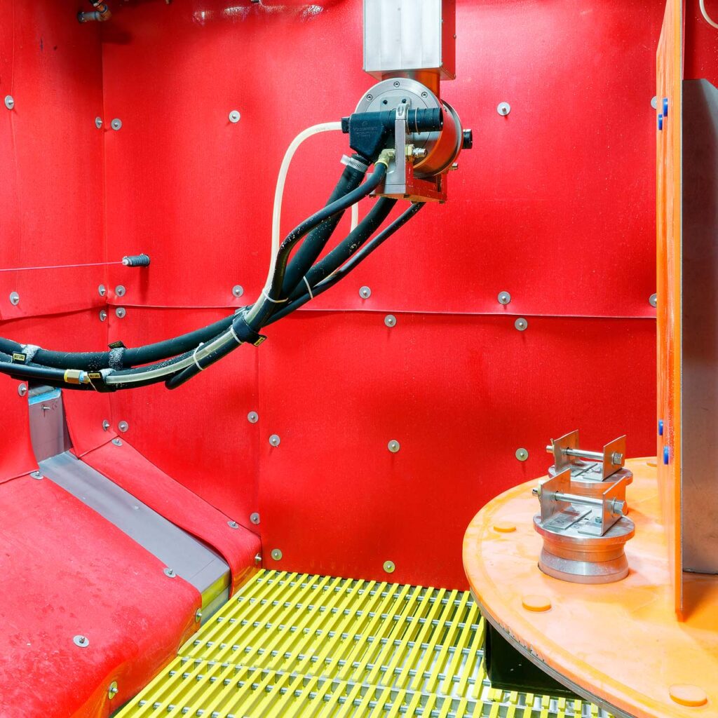 Robotic Wet Ceramic Airfoil Peening System - Progressive Surface